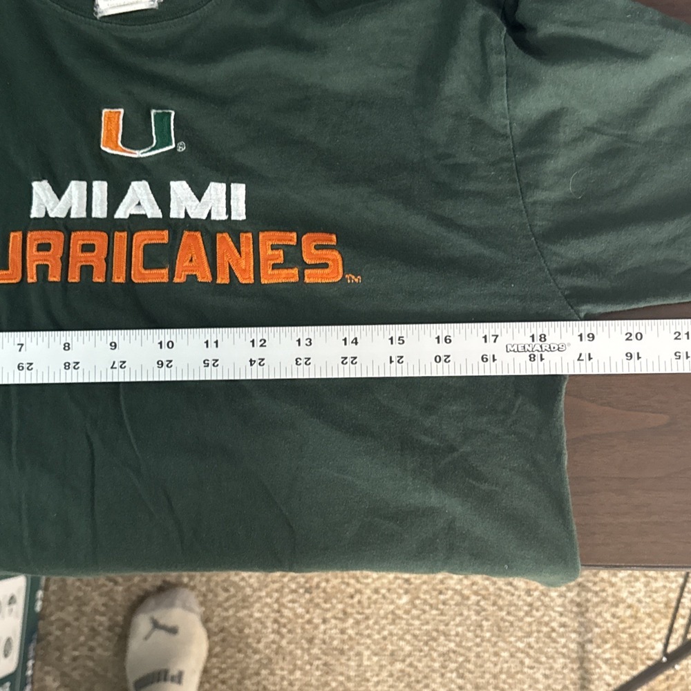 Miami Hurricanes Long Sleeve Embroidered T Shirt Junior XL Green Crew Neck TSI - Picture 8 of 9
